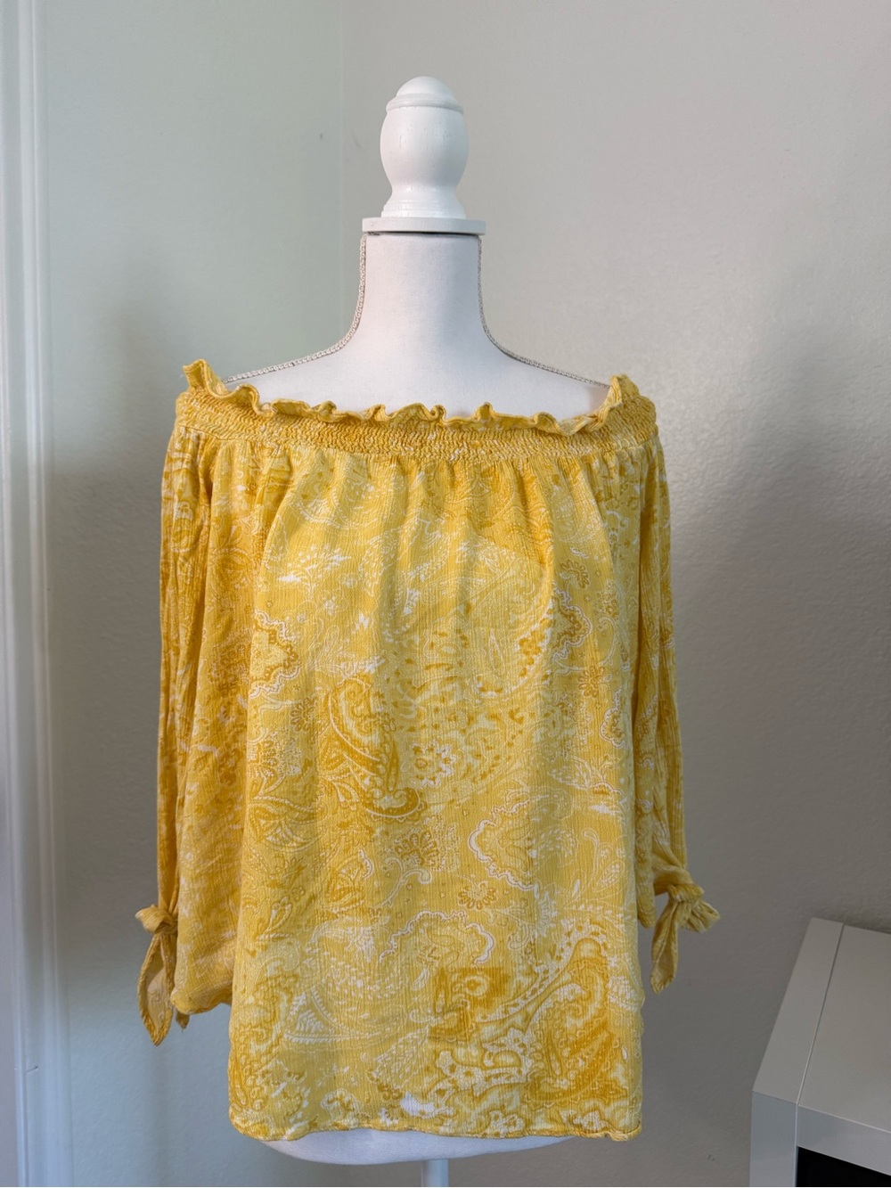 MICHAEL Michael Kors Yellow Paisley Off-Shoulder Blouse XL